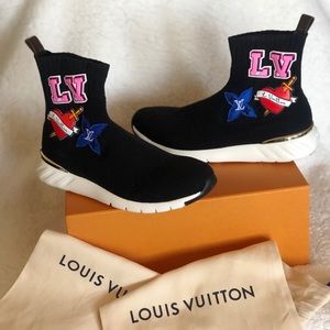Louis Vuitton Black Heart Sock Sneaker Boot